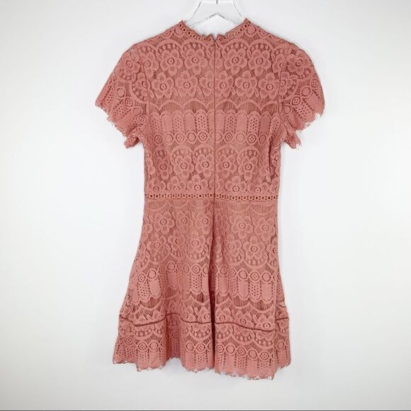 Blu Pepper Lace Mock Neck Mini Dress Pink Blush - Picture 3 of 15